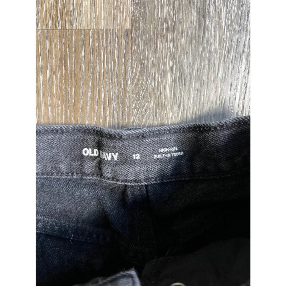 Old Navy Denim Shorts Girls 12 Black Excellent High Rise Distressed Frayed‎ Hem